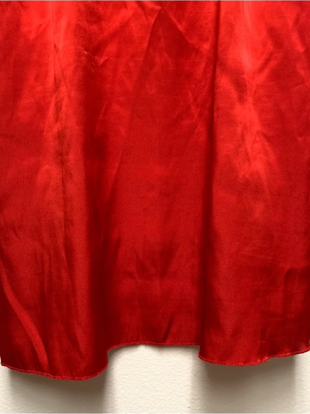 Vintage Shiny Red Satin Slip Dress Lingerie Nightie Nightgown Size M Sleepwear - Picture 3 of 7